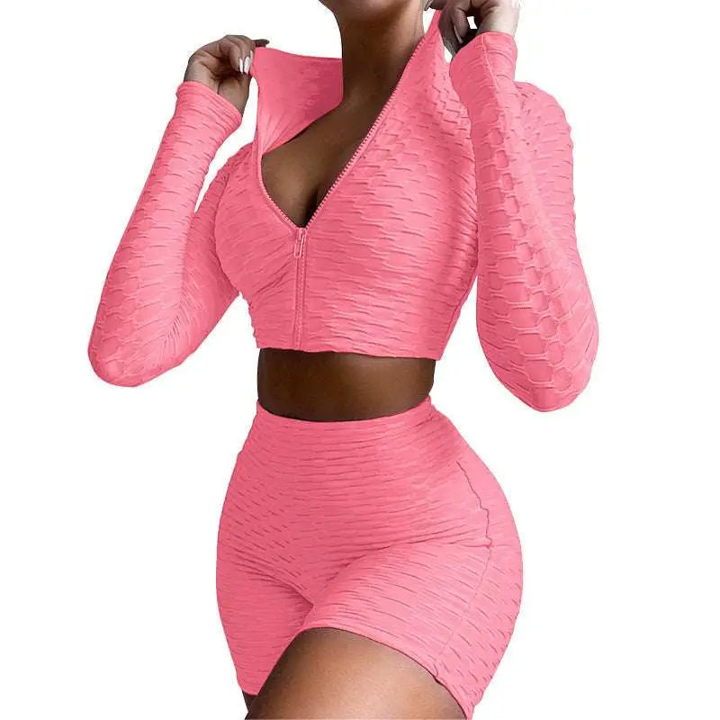 White Textured Tummy Control Yoga Activewear Set